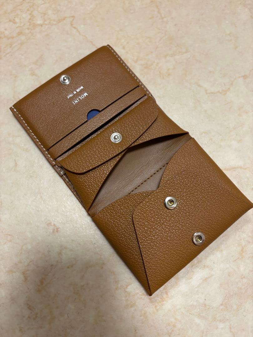 新品未使用　モリニ　二つ折り財布　キャメル