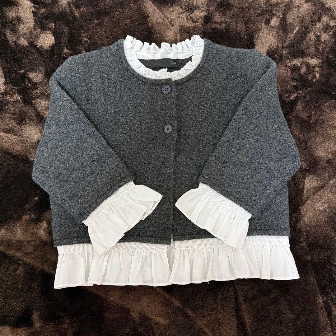 新品未使用 ZARA ポプリンコンビニットジャケット ダークグレー Sサイズ