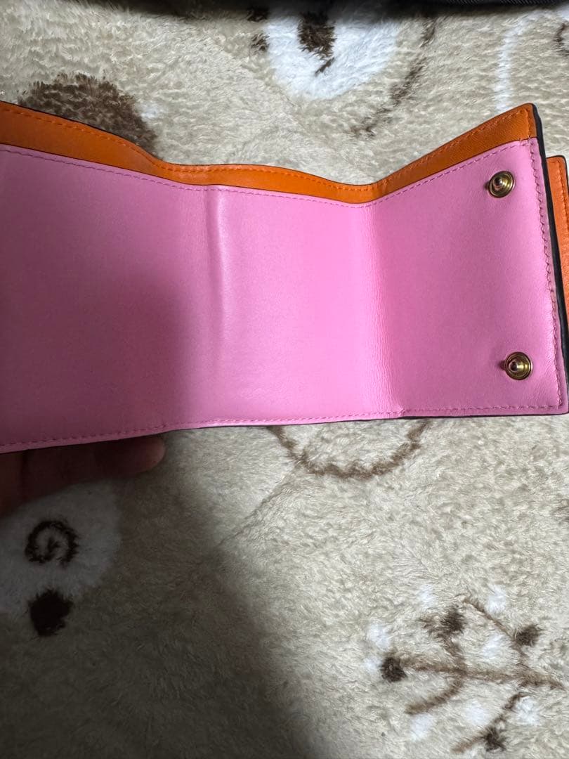 LOEWE　ロエベ　三つ折り財布　トライフォールド　ウォレット　ピンク×オレンジ