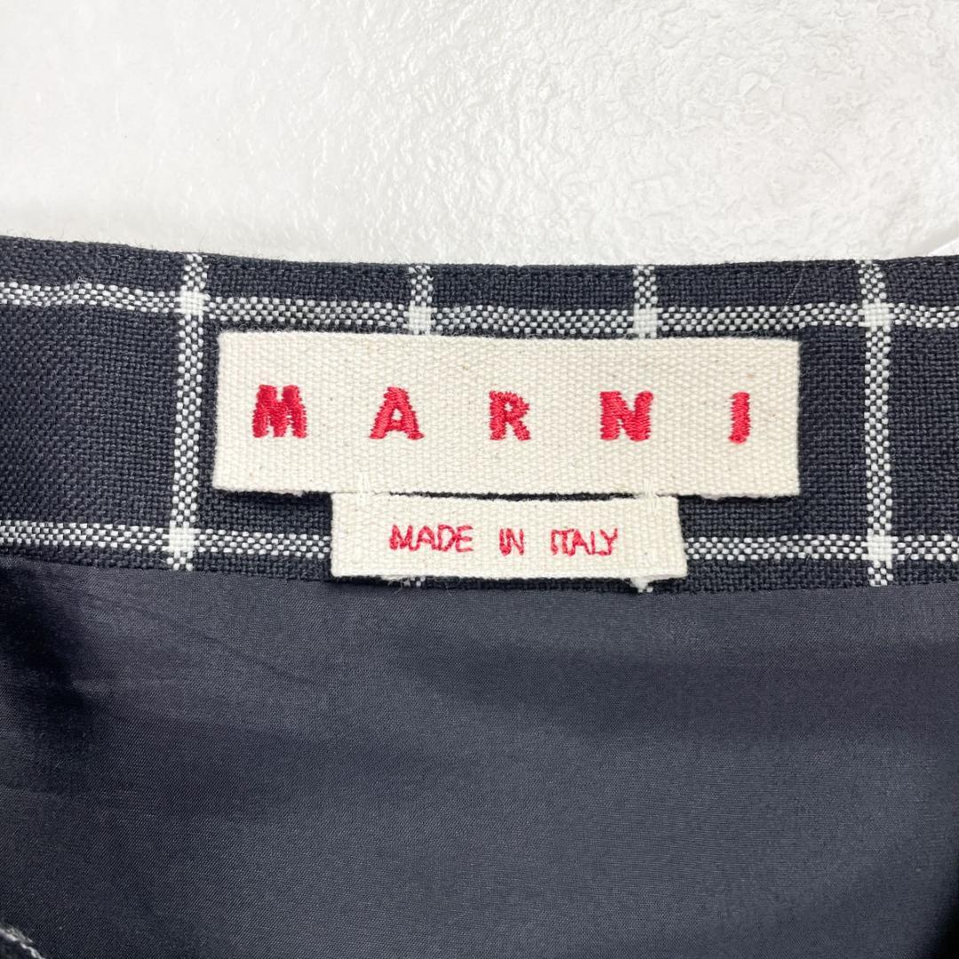 MARNI チェック柄フレアスカート ロング丈 ブラック サイズ38*MD60