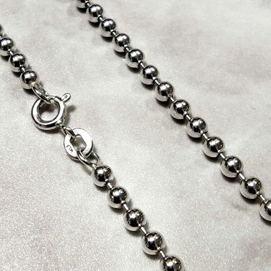即日発送★silver925★本物Sterlingボールチェーン 50cm燻なし