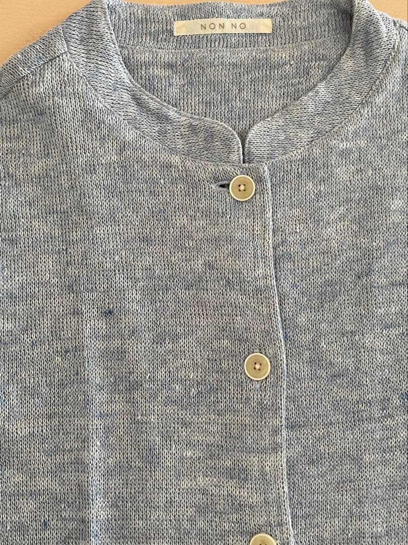 マドモアゼルノンノン　NON NO 麻混　刺繍カーディガン