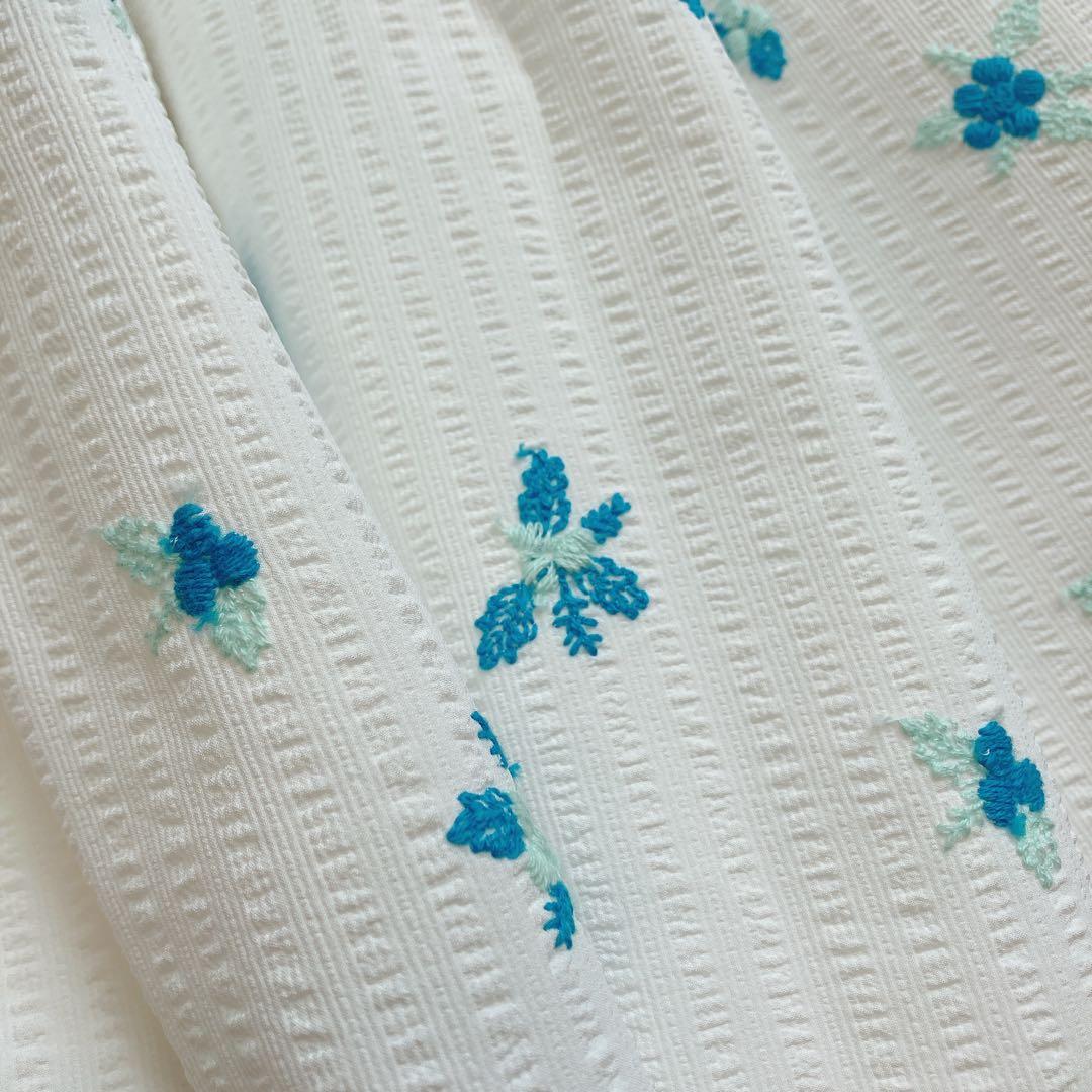 MACHATT【タグ付未使用】22SS フラワー刺繍ロングスカートF 白 花
