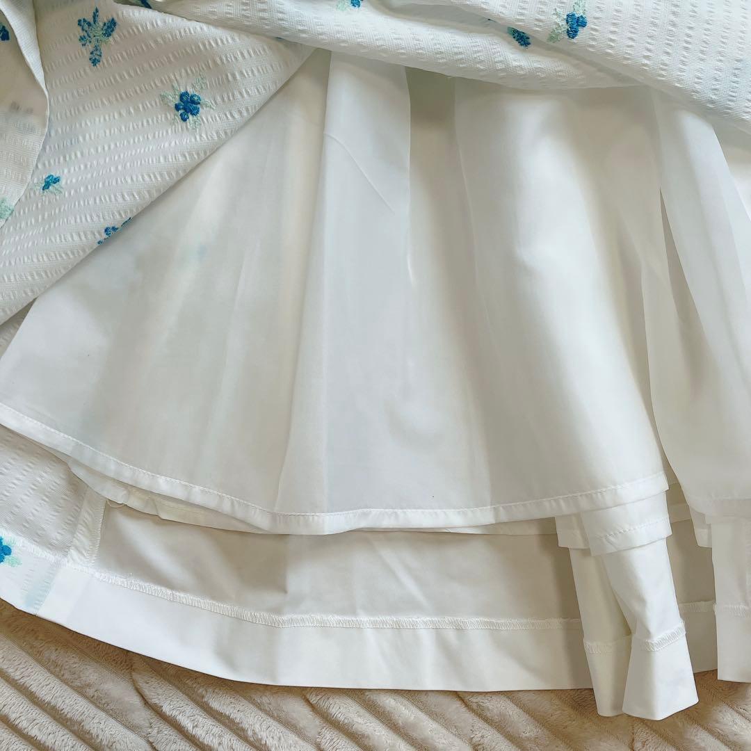 MACHATT【タグ付未使用】22SS フラワー刺繍ロングスカートF 白 花