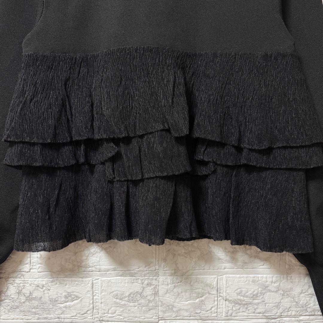 美品 ADAM ET ROPÉ フリルカーディガン 黒 F ブラック