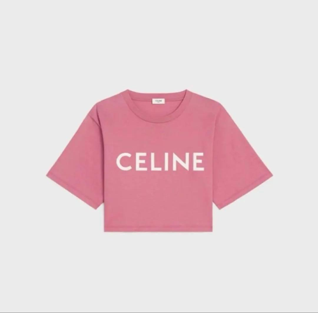 CELINE ピンク クロップドTシャツ