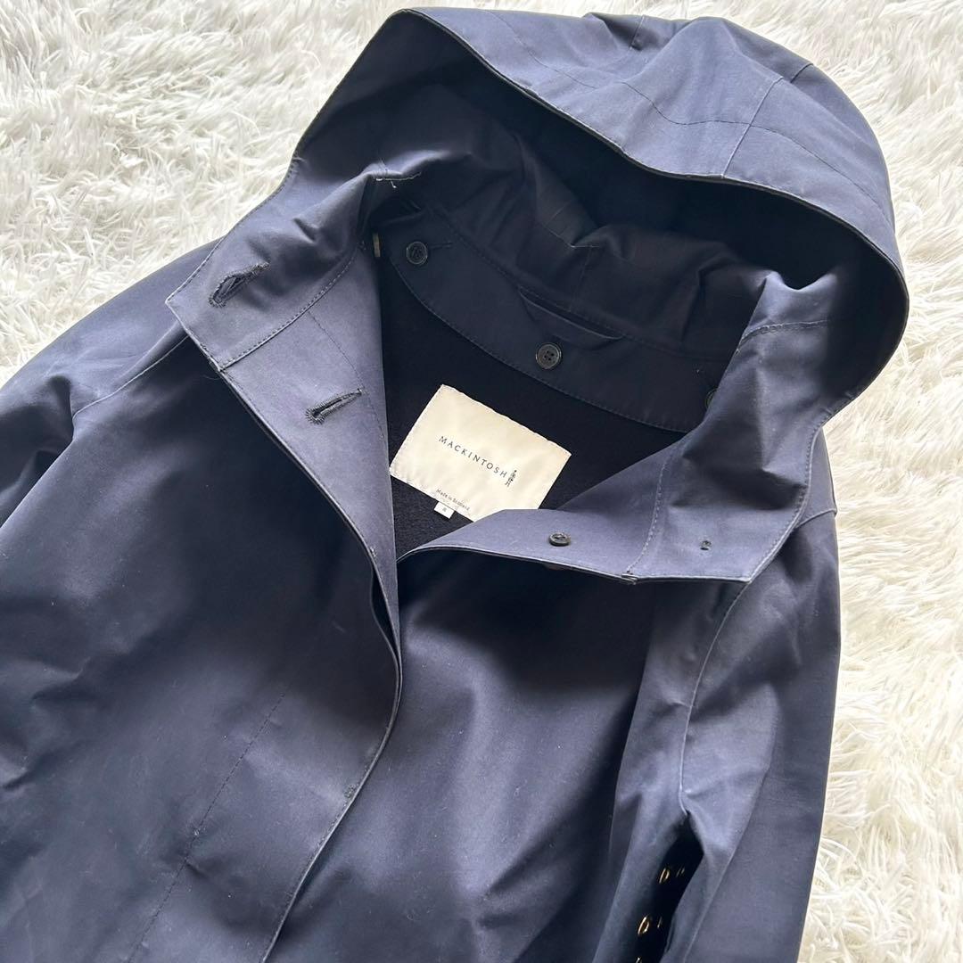 MACKINTOSH マッキントッシュ　ゴム引きコート　ロング　フード　紺色　M