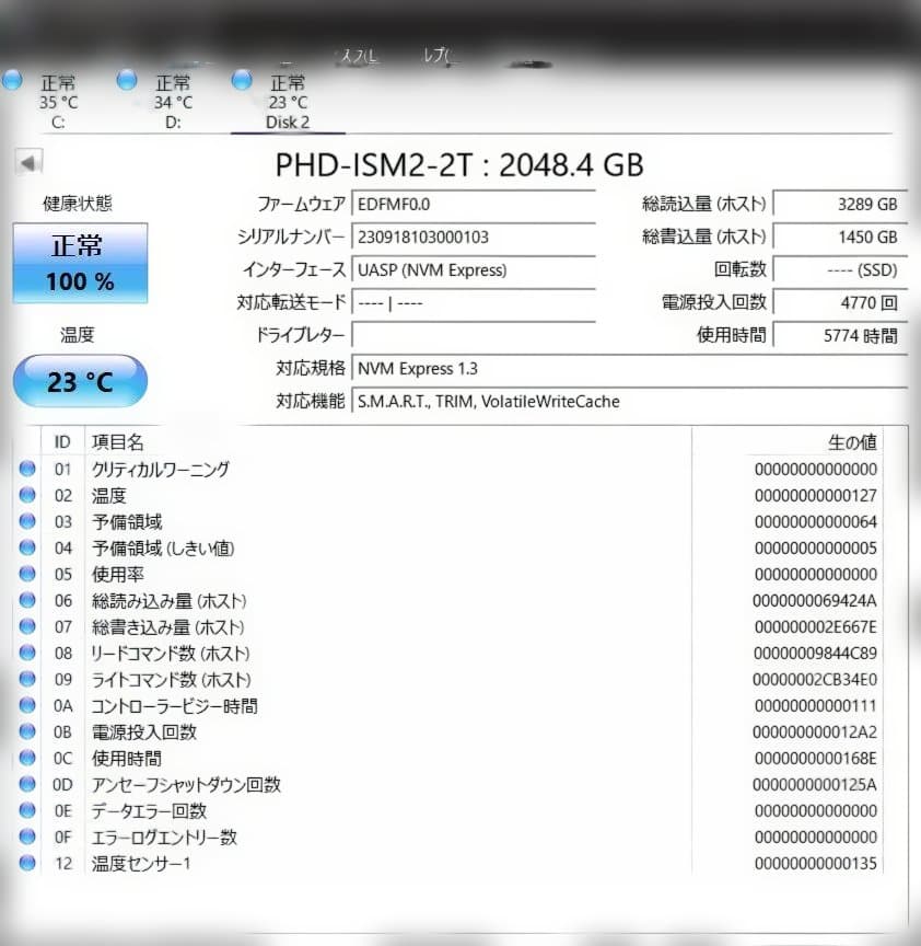 プリンストン PHD-ISM2-2T NVMe SSD 2TB