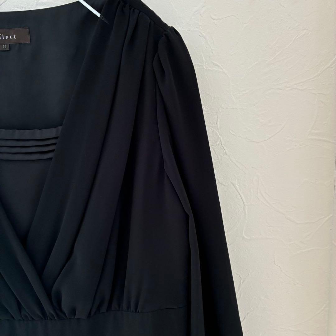 Reflect新品✨ブラックシフォンプリーツセレモニーワンピース卒業式入学式