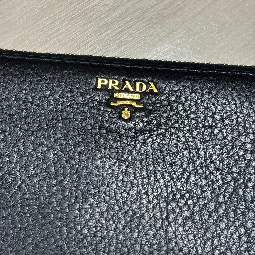 PRADA プラダ 長財布 財布 ファスナー サフィアーノ ブラック
