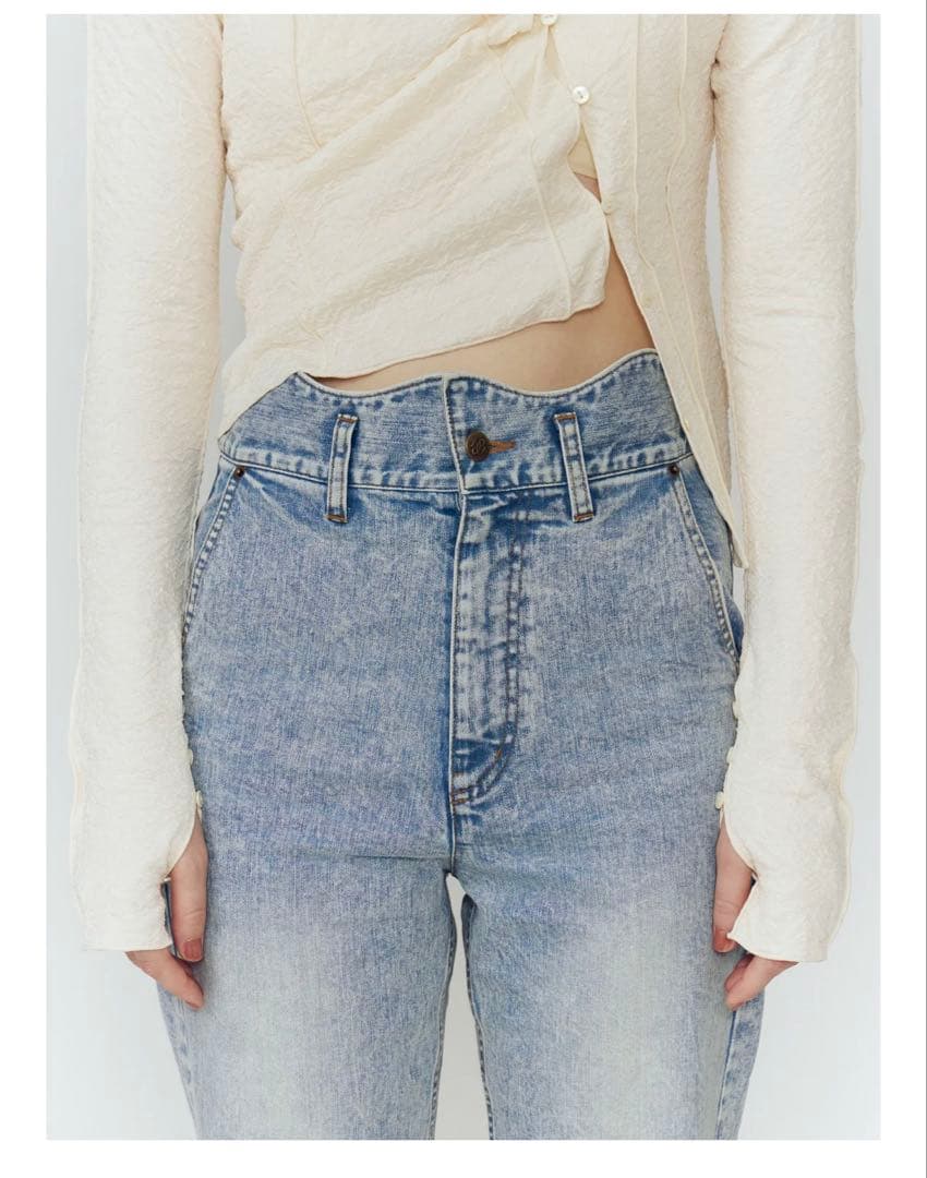 【Eaphi】WAVE DESIGN HIGH WAISTDENIM size1