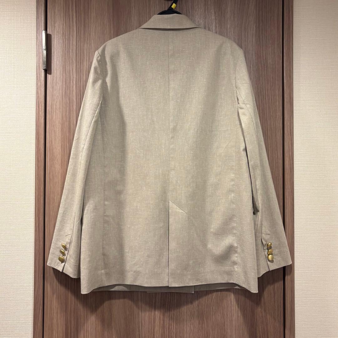 NOBLE ノーブル 麻ストレッチピークドラペルダブルジャケット グレー 38
