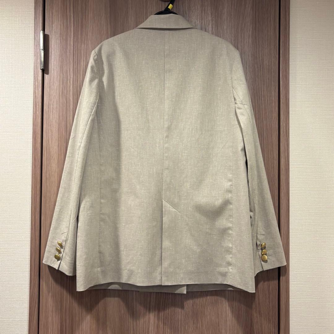NOBLE ノーブル 麻ストレッチピークドラペルダブルジャケット グレー 38