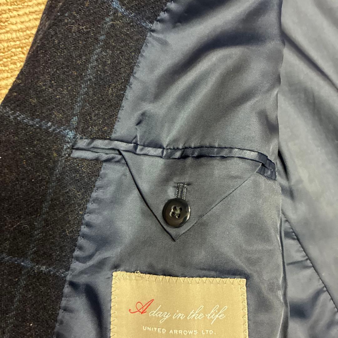 UNITED ARROWS 起毛ウール ウィンドウペン テーラードジャケット