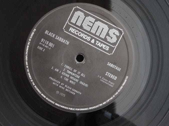 Black Sabbath★Sabotage UK Nems オリジナル