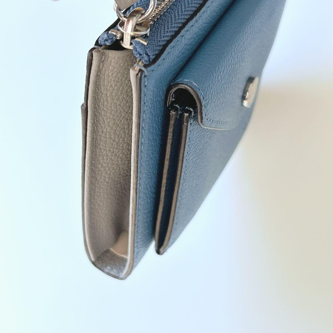 新品　未使用　PELLE BORSA ペレボルサ L字 財布 ブルー 青