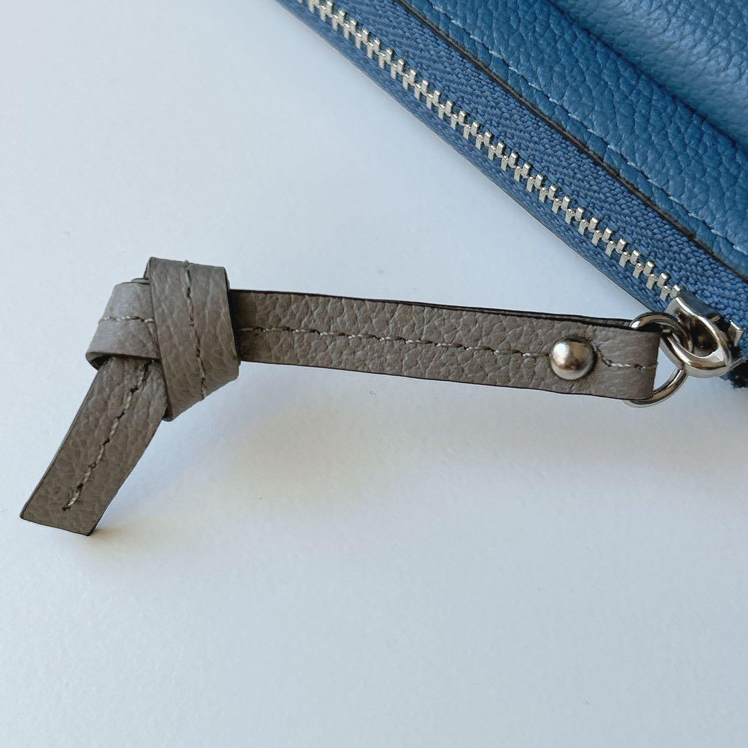 新品　未使用　PELLE BORSA ペレボルサ L字 財布 ブルー 青