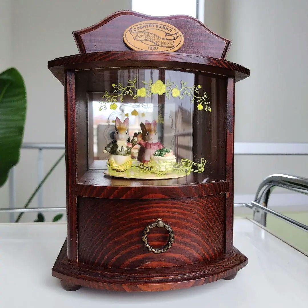 アンティーク 美品！SANKYO オルゴール ラビットハウス キャビネット型