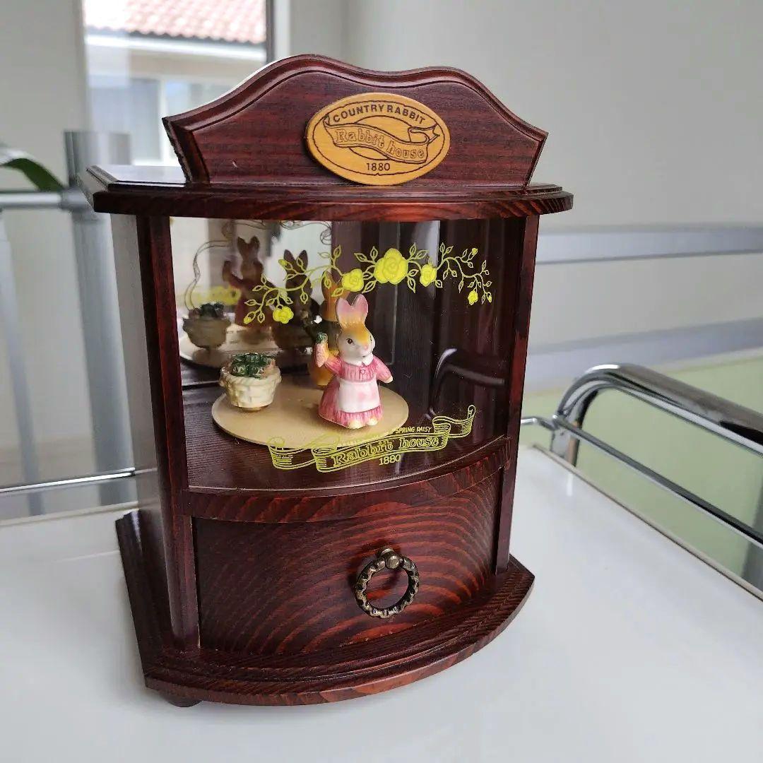 アンティーク 美品！SANKYO オルゴール ラビットハウス キャビネット型