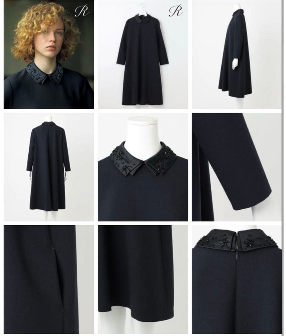 【新品・未使用】23区⭐︎R(アール)ウールダブルクロス ビジューカラーワンピース