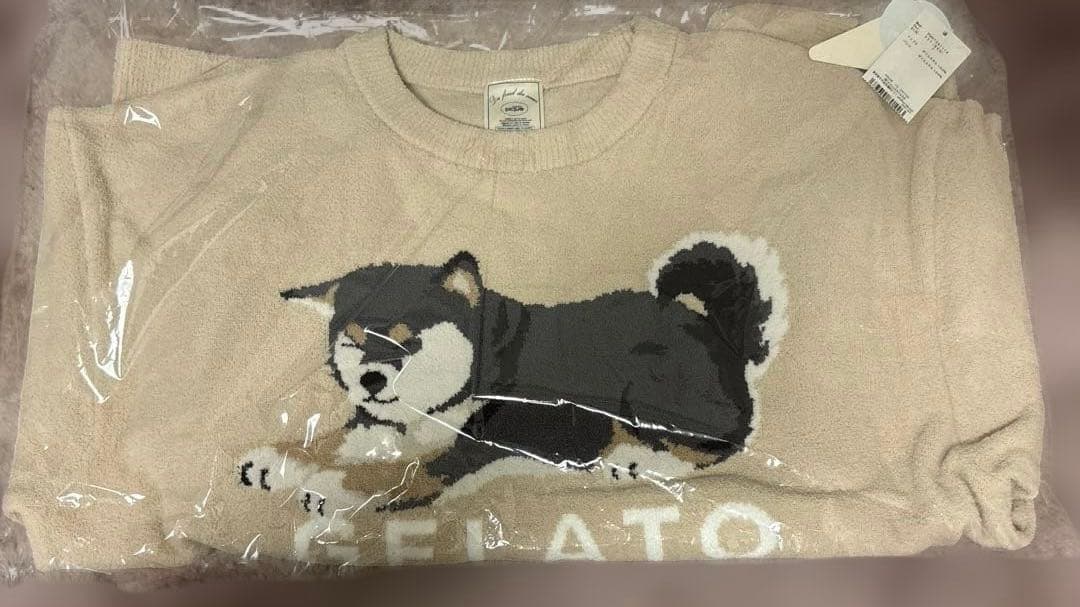 スムーズイー　柴犬　ジャガードプルオーバー＆　ショートパンツセット ベージュ