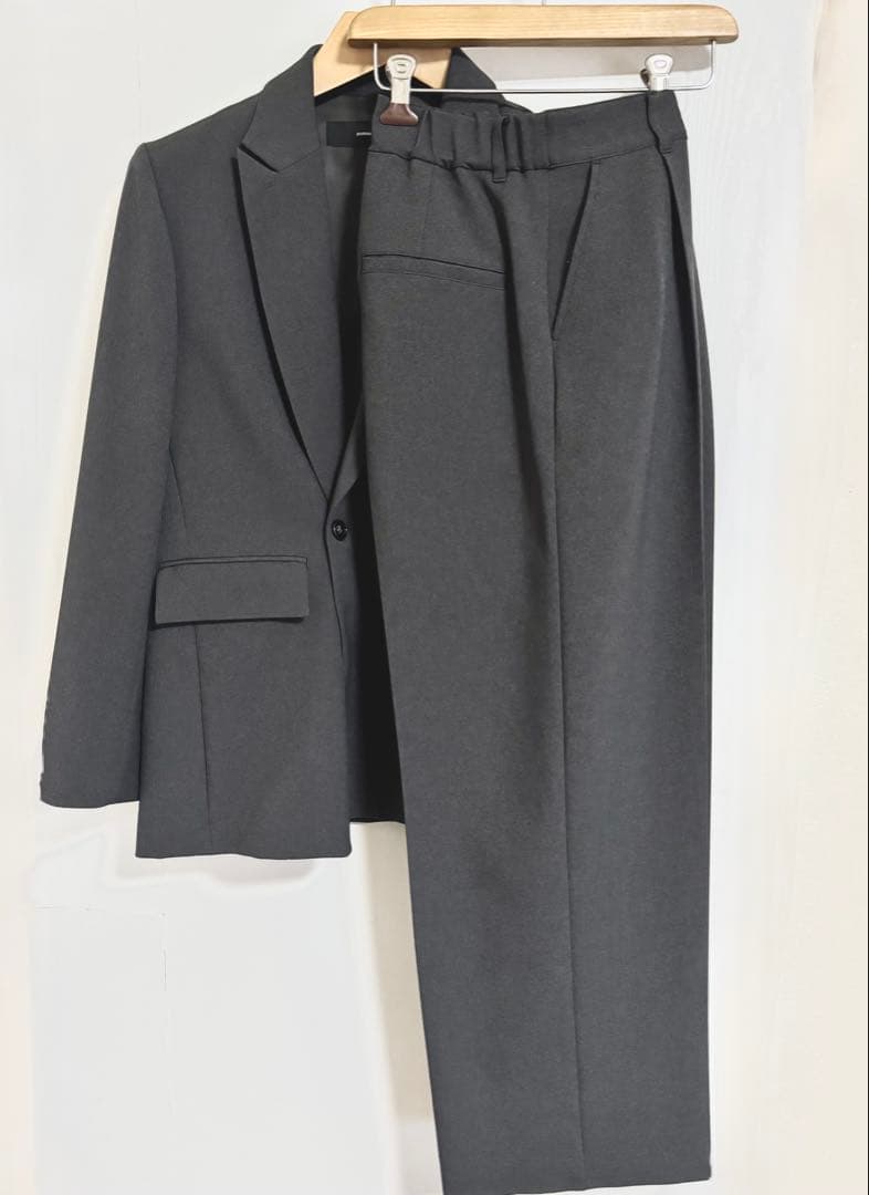 今期新品ライクストレッチスラックス&ジャケット　セットアップ36 グレー