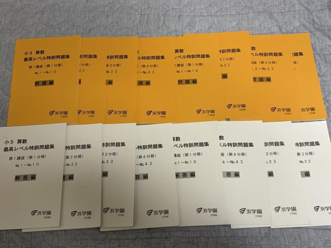 a*a様 浜学園 小5 最高レベル特訓 算数 問題 解答 難問解説集 全24冊セ