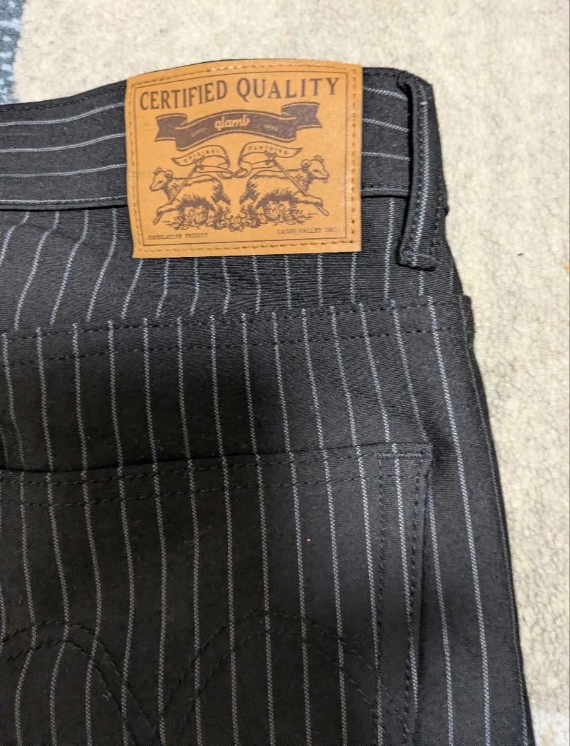 【美品】　glamb グラム　Poly pants ポリーパンツ　ストライプ　黒