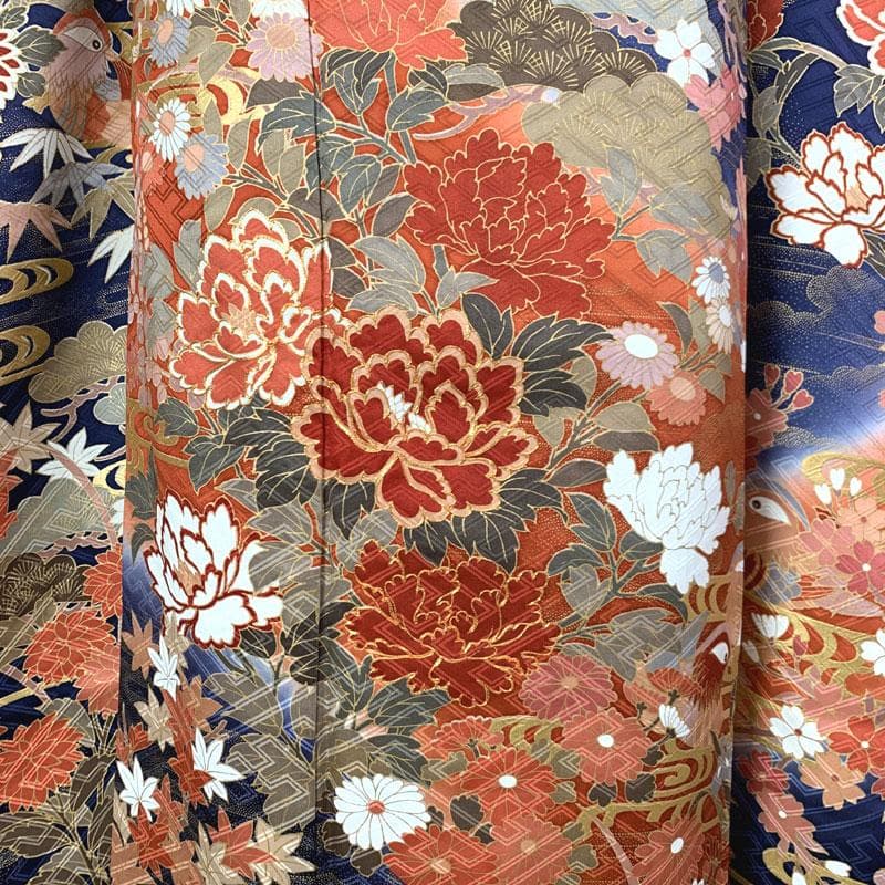 511z13, 510y17,小物類〇古典柄 振袖 地紋 金彩 金駒刺繍 牡丹