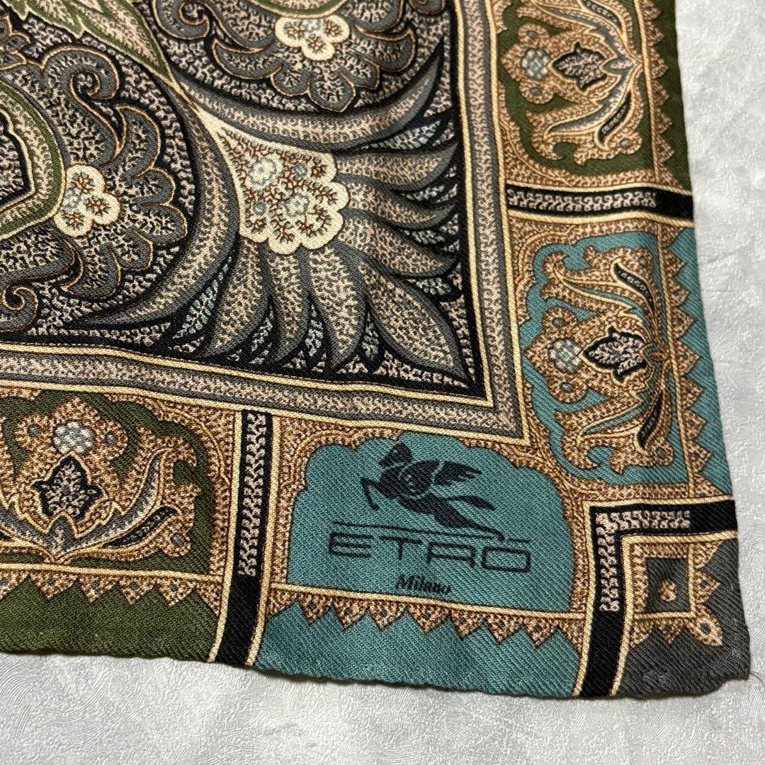 【ビッケロ様】エトロ ETRO 大判 ストール シルク ウール 正方形
