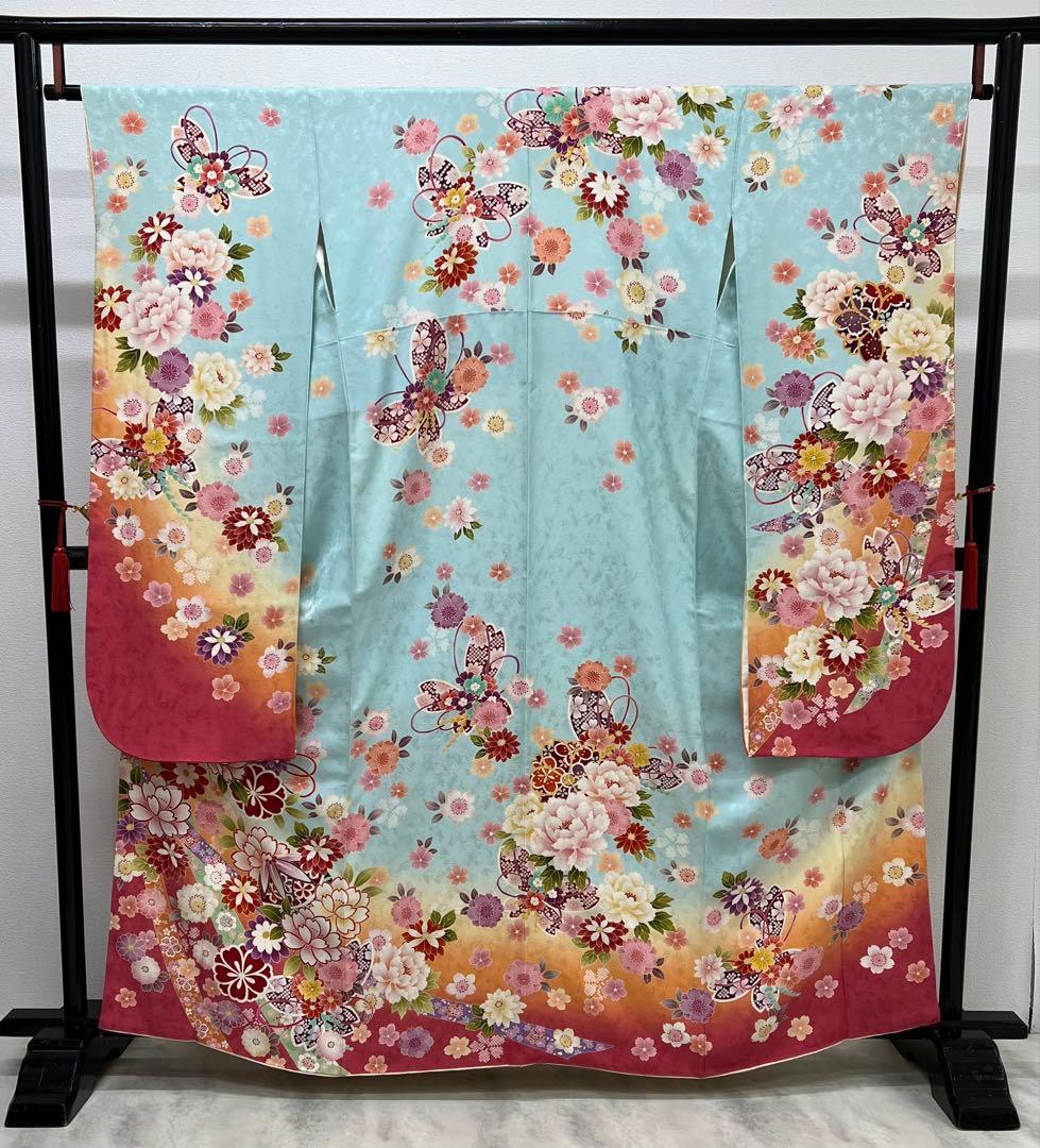 振り袖　フルセット　別誂長襦袢　刺繍入り　成人式　ブルー　結婚式　796