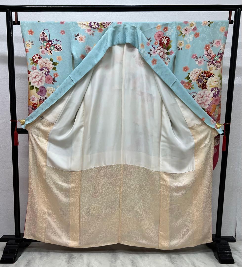 振り袖　フルセット　別誂長襦袢　刺繍入り　成人式　ブルー　結婚式　796