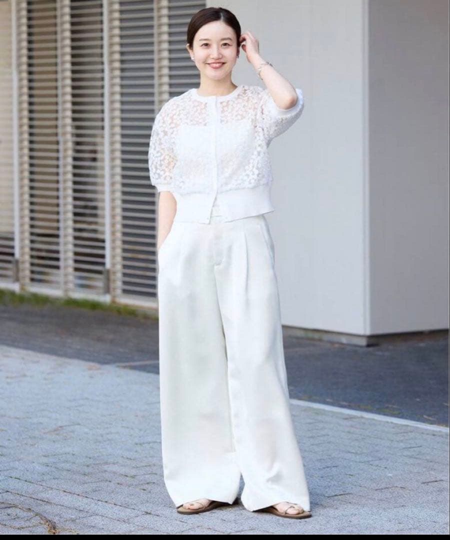 IENA フラワーレースニットカーディガン　極美品