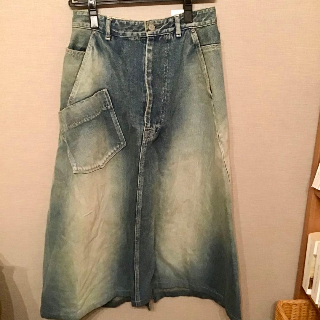 ミナペルホネン　always スカート　デニム　ブルー　34 裾上げ加工あり