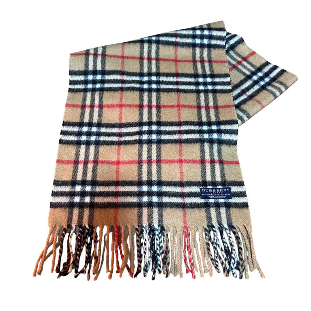 BURBERRY マフラー　チェック柄　カシミヤ　ウール　ノバチェック