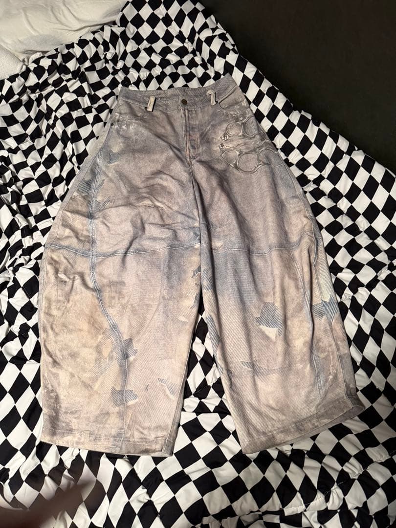 Feng System B6 Denim ワイドパンツ ブラック　1