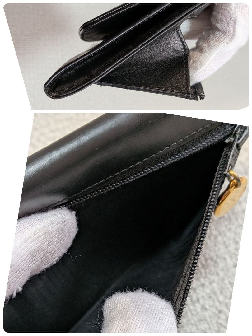 シャネル　デカココ　ミニ財布　黒　ミドル　チェーン　正規品　パテントレザー