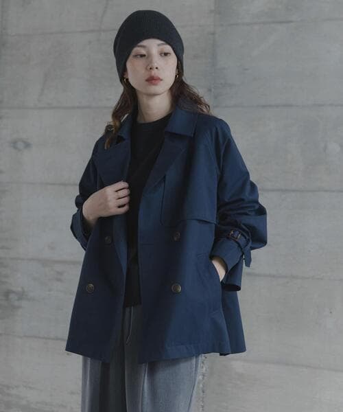 新品◆撥水ショートトレンチコート《NAVY：38》◆サニーレーベル