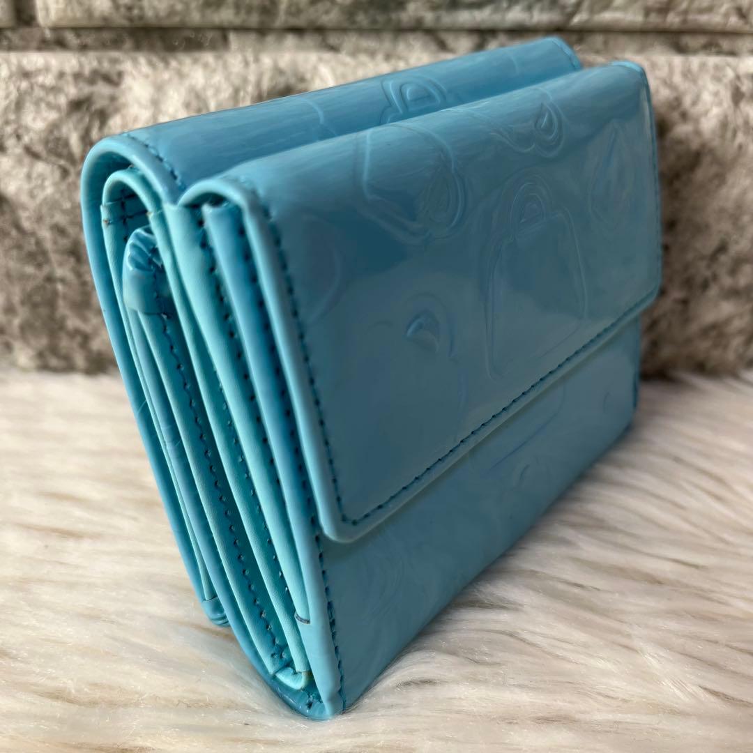 【新品未使用】キタムラ　バッグ柄　型押し　エナメル　三つ折り財布