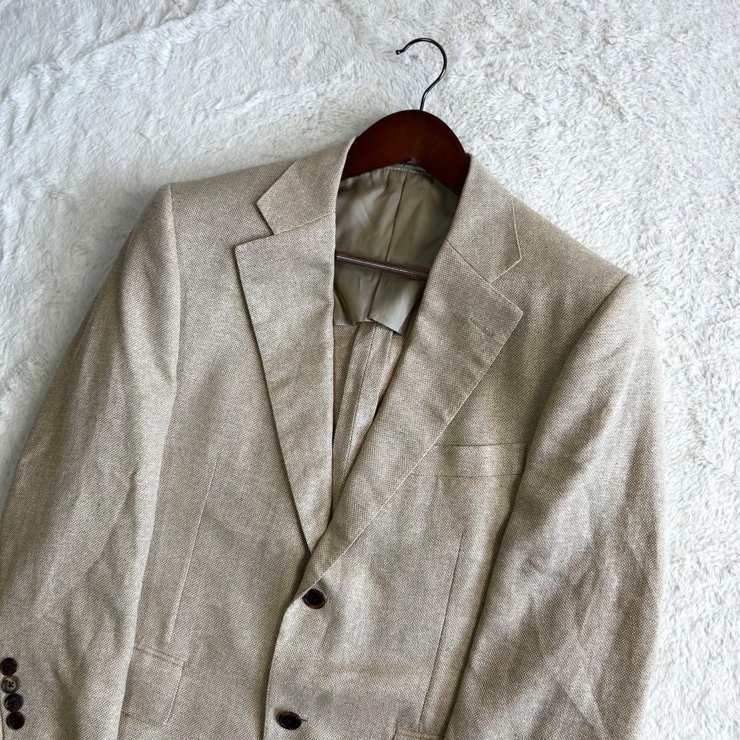 Aquascutum シルク65% 麻35% テーラードジャケット ベージュ
