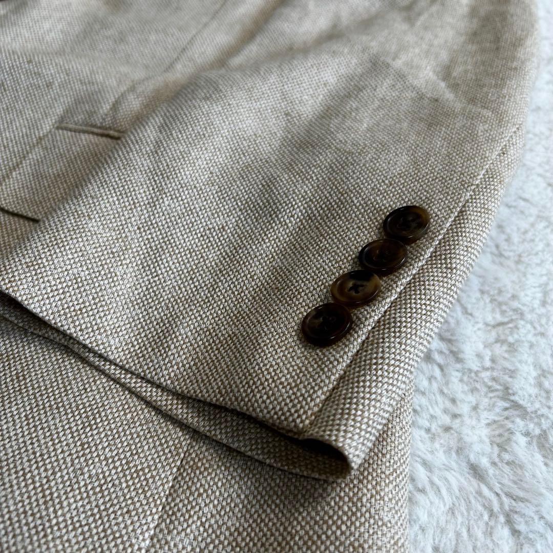 Aquascutum シルク65% 麻35% テーラードジャケット ベージュ