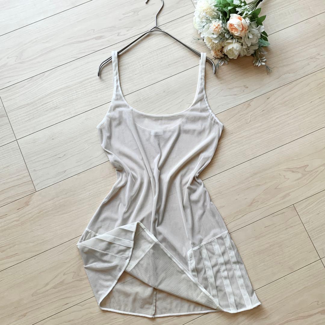 La Perla メッシュクロス レーヤーズ 淡いベージュ 透け感キャミソール