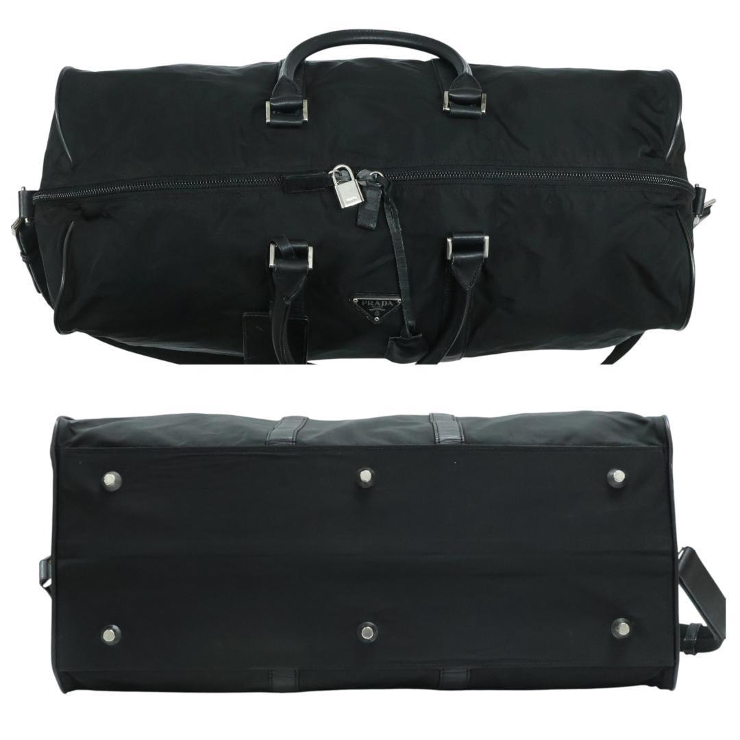 美品 PRADA プラダ ボストンバッグ 2way 3角ロゴ 白タグ ブラック