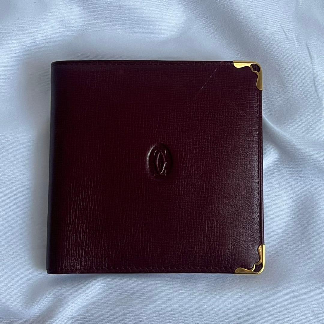 ✨未使用級✨　Cartier 　折り財布　財布　ボルドー　レザー　マストライン