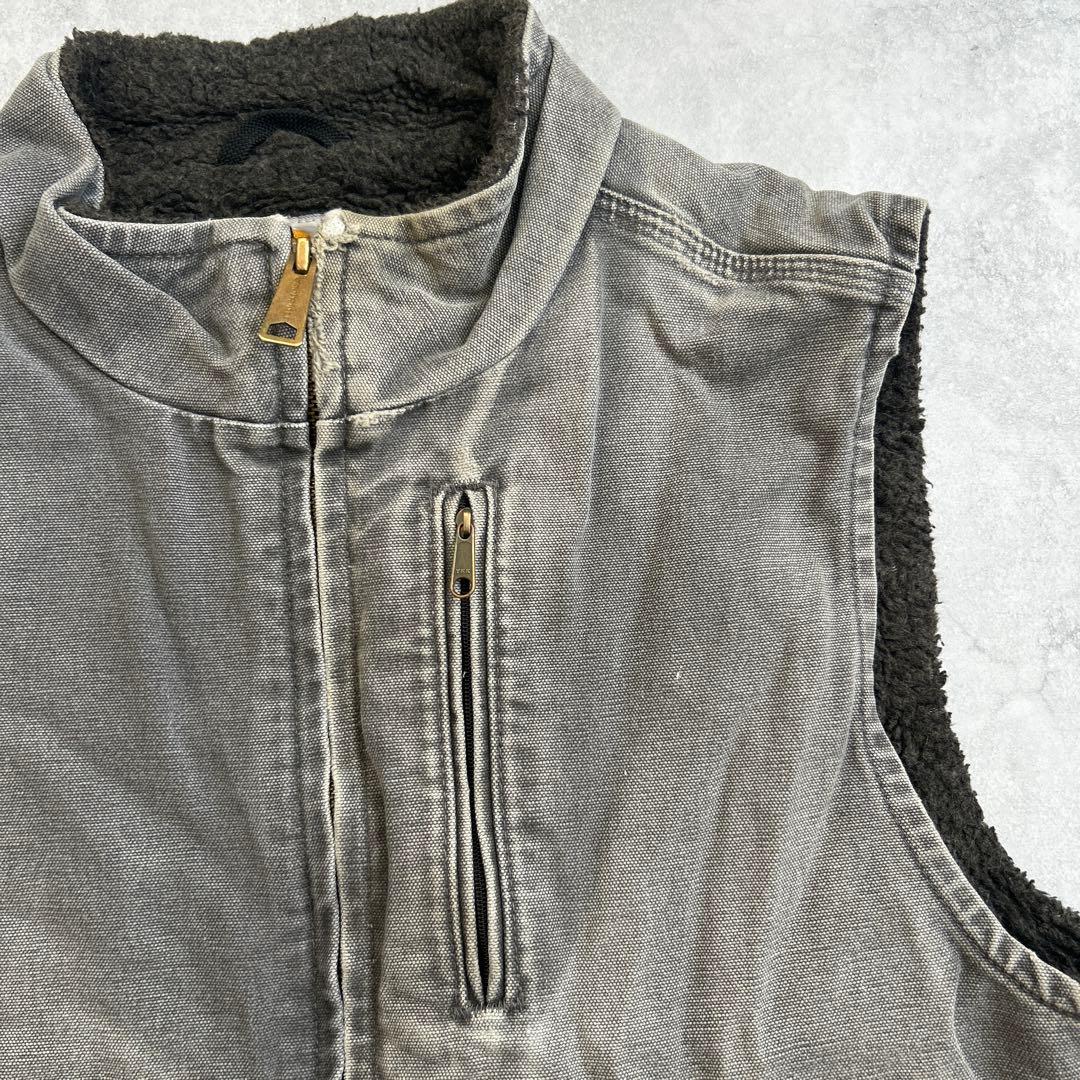 カーハート　carhartt ダックベスト　グッドフェード　ボア　L グレー
