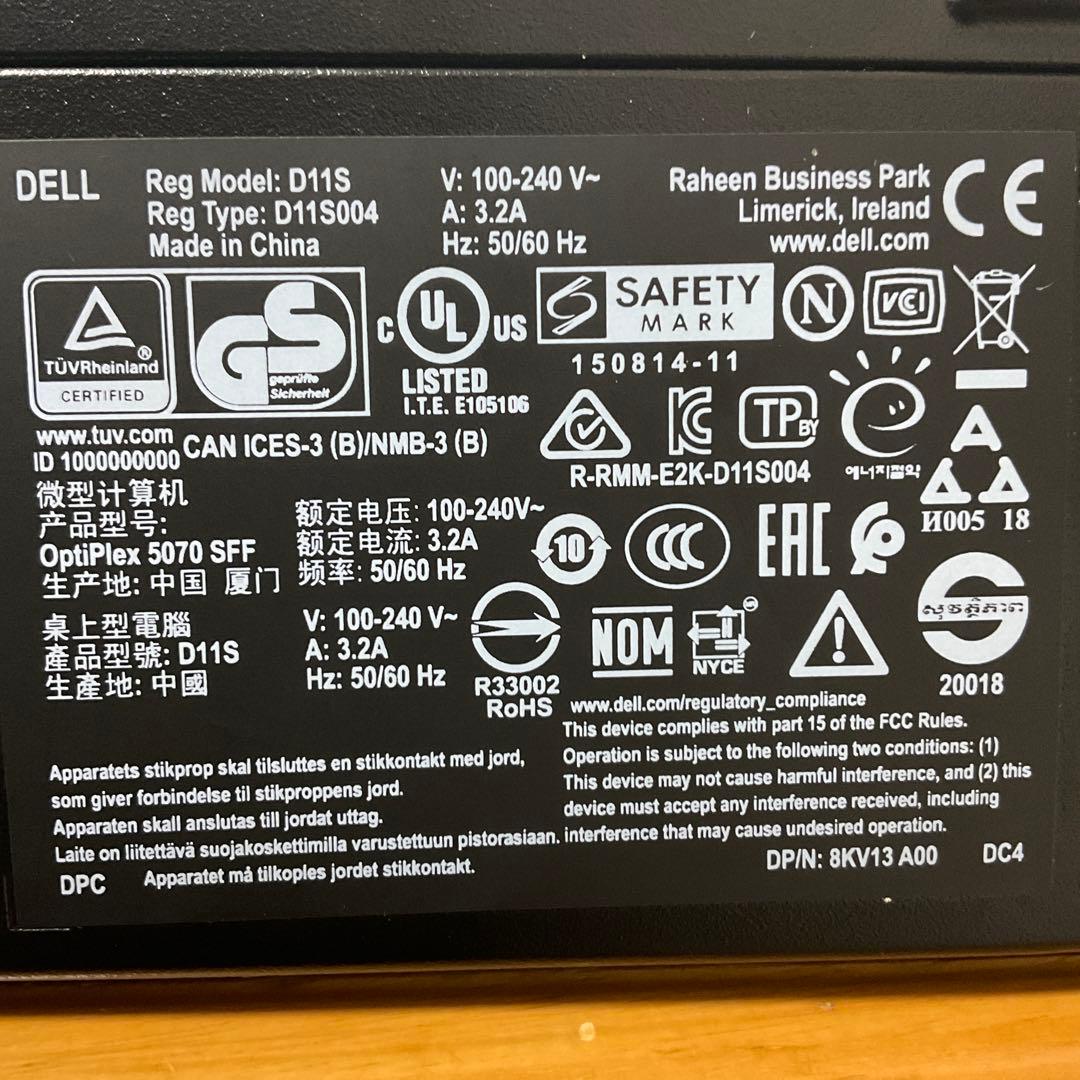 デスクトップパソコン/DELL OPTIPLEX 5070/i5 第8世代