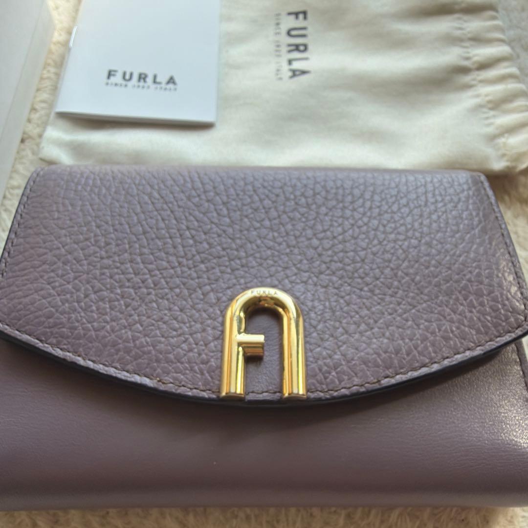 【美品】FURLA パープル 三つ折り財布