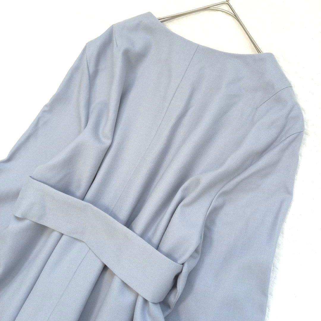 美品✨23区 ラメ入りスキッパーワンピース ブルー セレモニー 大きいサイズ