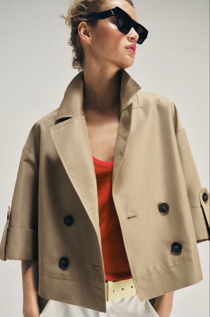 【完売品】ZARA ショート丈ショートスリーブトレンチコート XS 新品タグつき