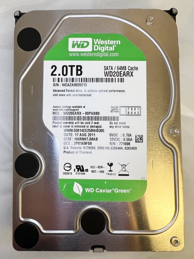 D*r様 WD GREENシリーズ★2TB HDD 3台セットで超超超お買い得品